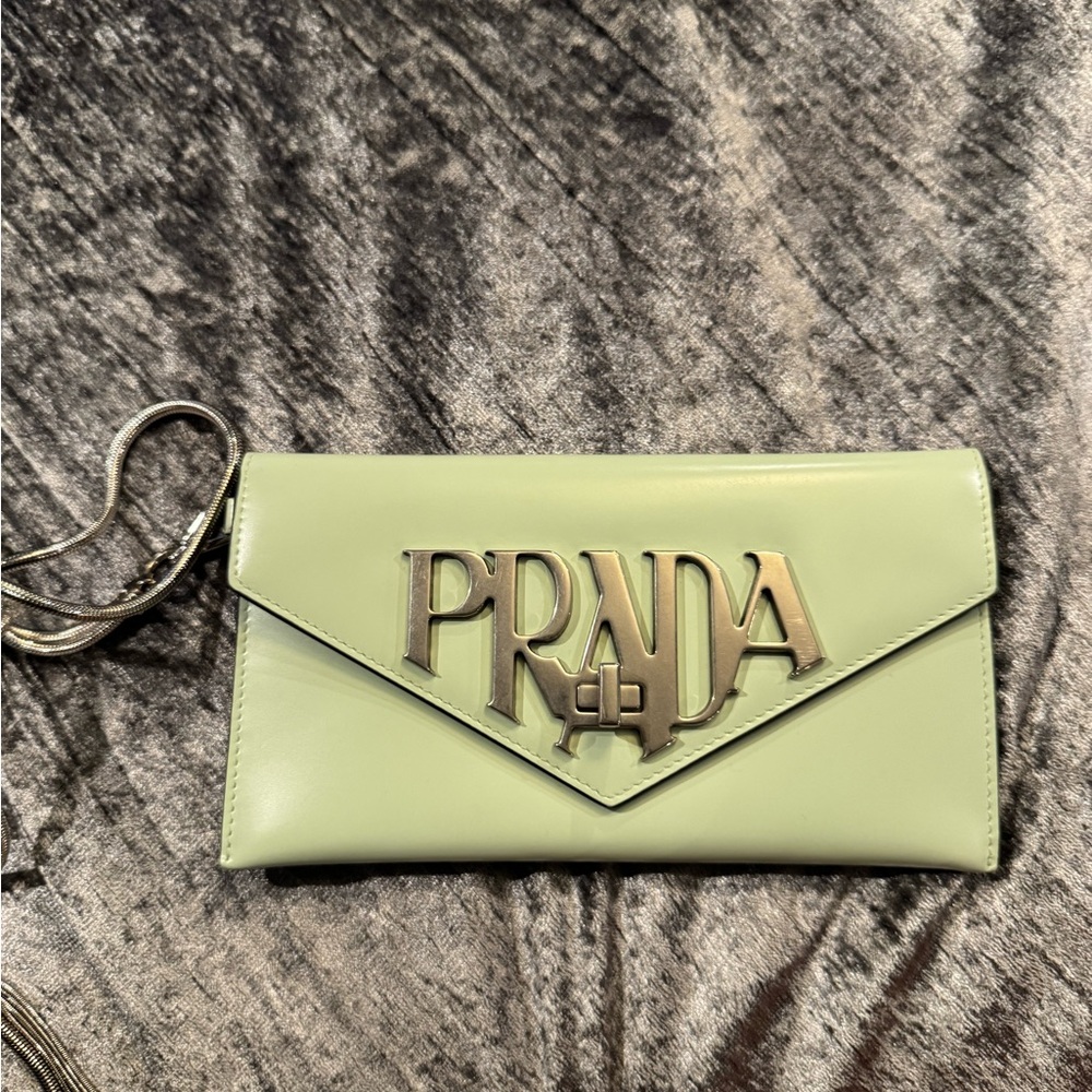 Prada Green Leather Clutch